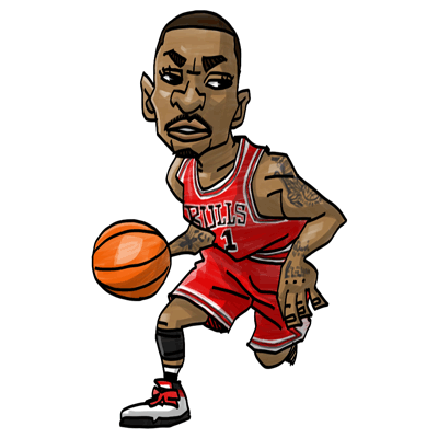 NBA illustration/NBA Caricature（NBA イラスト）Derrick Rose（デリック・ローズ）